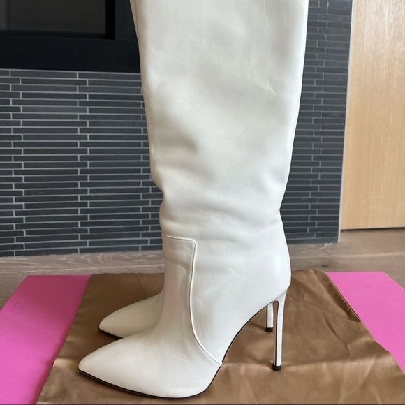 PARIS TEXAS WHITE EMBOSSED LIZARD HEEL 105MM STILETTO BOOT - Picture 2 of 6